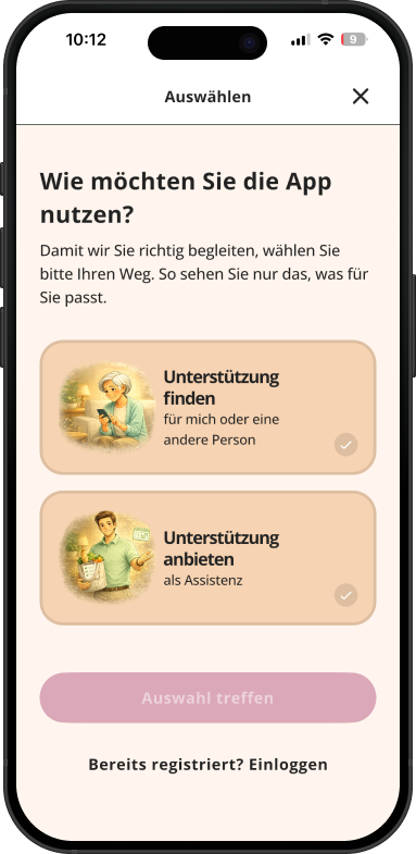App Screenshot Auswahl